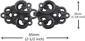 img 3 attached to 🧥 Vintage Black Bezelry Cloak Clasp Fasteners - 4 Pairs Swirl Flower Cape Clips, 65mm x 28mm, Sew On Hooks and Eyes, Cardigan Clips