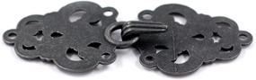 img 2 attached to 🧥 Vintage Black Bezelry Cloak Clasp Fasteners - 4 Pairs Swirl Flower Cape Clips, 65mm x 28mm, Sew On Hooks and Eyes, Cardigan Clips