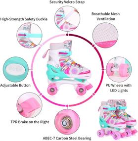 img 2 attached to 🌈 Light Up Rainbow Roller Skates for Kids - Adjustable Sizes for Boys and Girls