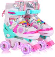 🌈 light up rainbow roller skates for kids - adjustable sizes for boys and girls logo