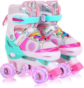 img 4 attached to 🌈 Light Up Rainbow Roller Skates for Kids - Adjustable Sizes for Boys and Girls