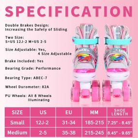 img 1 attached to 🌈 Light Up Rainbow Roller Skates for Kids - Adjustable Sizes for Boys and Girls