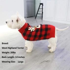 img 1 attached to 🐶 KYEESE Dog Sweaters Christmas: Red Buffalo Check with Leash Hole & Reindeer Pattern Pullover Knitwear