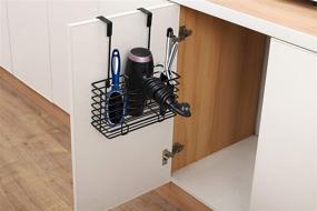 img 2 attached to Efficient Hair Care Organizer: YCOCO Over Door Bathroom Storage Basket for Hair Dryer, Flat Irons, Curling Wands & More- Hang Inside/Outside Cabinet Doors (Black)