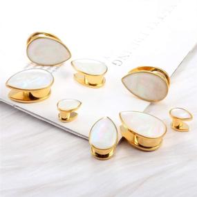 img 2 attached to 👰 Casvort 2 PCS Elegant Wedding Ear Plugs Tunnels Shell Conch Jewelry Gauges - Helix Piercing Ear Stretchers Pair for Ears 2g-1 inch