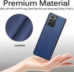 img 2 attached to 🔵 Premium Genuine Leather Case for Samsung Galaxy Z Fold 2 5G: Anti-Scratch & Shockproof - Blue