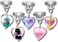 💕 housweety mixed glass heart dangle beads: 20pc set ideal for charm bracelets! logo