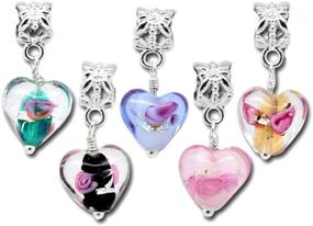 img 2 attached to 💕 Housweety Mixed Glass Heart Dangle Beads: 20PC Set Ideal for Charm Bracelets!