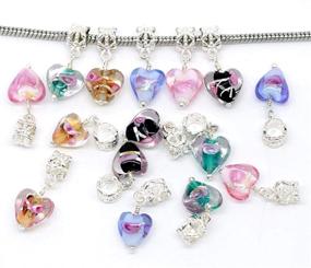 img 3 attached to 💕 Housweety Mixed Glass Heart Dangle Beads: 20PC Set Ideal for Charm Bracelets!