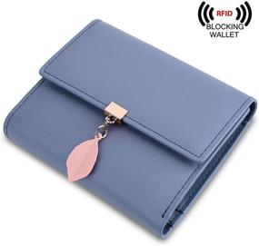 img 3 attached to 👜 Стильный и надежный: Кошелек YALUXE Small для женщин с технологией RFID-блокировки и подвеской из настоящей кожи в виде листа - элегантный держатель для карт и кошелек для девушек