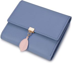 img 4 attached to 👜 Стильный и надежный: Кошелек YALUXE Small для женщин с технологией RFID-блокировки и подвеской из настоящей кожи в виде листа - элегантный держатель для карт и кошелек для девушек