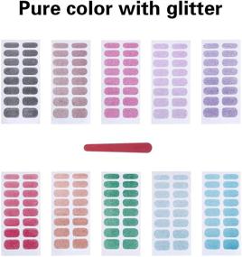 img 3 attached to BUBABOX Glitter Nail Wraps: 320PCS Self-Adhesive Nail Art Decals & Strips for Manicure DIY – Shimmering Nail Polish Stickers with Nail File for Women and Girls