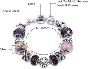 img 2 attached to 🐍 Savlano Silver Tone Charm Bracelet: Stylish Snake Chain with Crystal and Murano Glass Beads for Women & Girls