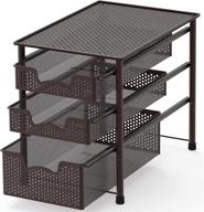 efficiently organize with simple houseware stackable 3 tier sliding basket organizer drawer in bronze логотип