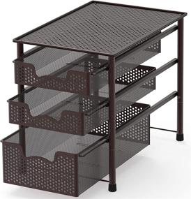 img 4 attached to Efficiently Organize with Simple Houseware Stackable 3 Tier Sliding Basket Organizer Drawer in Bronze