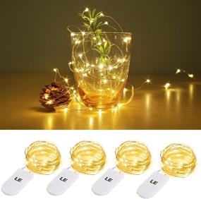 img 4 attached to 🔌 Pack of 4 LE Fairy Light Battery Operated, Warm White Waterproof Decorative Cooper Wire String Lights, 3.3ft 20 Micro Starry LEDs for Indoor Outdoor Wedding, Party, Bedroom, Mason Jar, Craft and More