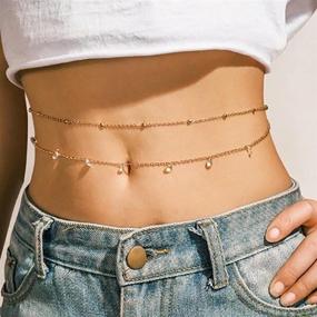 img 4 attached to 💎 Gold Crystal Waist Chain for Women and Girls - Vivilly Bead Belly Jewelry, Ideal for Beach and Body Accessories