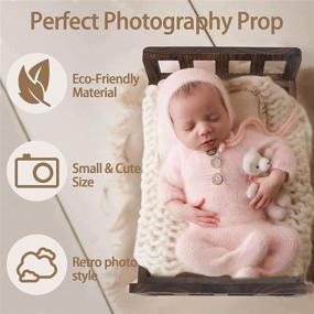 img 3 attached to 📷 Capture the Perfect Moments with the Newborn Photography Bed Set - Ripple Wrap, Hat, and Wooden Prop Bed in Brown