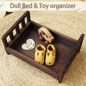 img 1 attached to 📷 Capture the Perfect Moments with the Newborn Photography Bed Set - Ripple Wrap, Hat, and Wooden Prop Bed in Brown