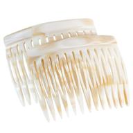 🔼 high-quality handmade charles j. wahba side comb (bone marble color) - 13 teeth pair - made in france logo