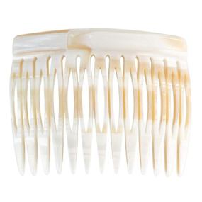 img 1 attached to 🔼 High-Quality Handmade Charles J. Wahba Side Comb (Bone Marble Color) - 13 Teeth Pair - Made in France