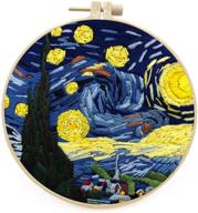 maydear stamped embroidery kit for beginners - cross stitch kit with embroidery hoop, color threads, and scissors - starry night design logo