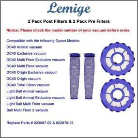 img 2 attached to 🔍 Lemige Post-Motor & Pre-Motor Filter Replacement Kit for Dyson DC40 Vacuums - 2 Pack Each, Compatible with Part 923587-02 & 922676-01