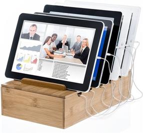 img 2 attached to 🔌 Natural Bamboo Prosumer Charging Station Rack for Smartphones and Tablets