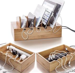 img 1 attached to 🔌 Natural Bamboo Prosumer Charging Station Rack for Smartphones and Tablets