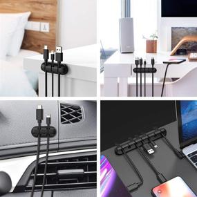 img 1 attached to 🔌 Innovative INCHOR Cord Organizer: 2-Pack Cable Clips Set for Efficient Cable Management in Car, Home, and Office – 5 USB Power Wire Cord Slots