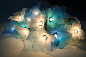 img 1 attached to Blue Tone Floral Flower String Lights for Patio, Fairy Decor, Boy Girl Bedroom, Wedding | Plug in CHAINUPON