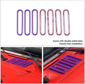 img 2 attached to 🚘 SQQP Purple Hood Vent Cover Cowl Panel Trim, ABS Exterior Accessories for 2007-2017 Jeep Wrangler JK JKU 2/4-Door