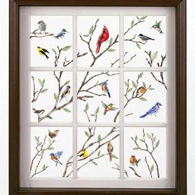 img 2 attached to Yovkky Spring Summer Tree Branches Red Bird Window Cling 9 Sheet - Decorate Your Home, Kitchen, Office, and Fridge with Cardinal, Robin, Bluebird, and Hummingbird Wall Glass Stickers - Perfect DIY Supply for Fall and Autumn Decorations - Kids Will Love Them!