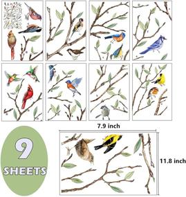 img 3 attached to Yovkky Spring Summer Tree Branches Red Bird Window Cling 9 Sheet - Decorate Your Home, Kitchen, Office, and Fridge with Cardinal, Robin, Bluebird, and Hummingbird Wall Glass Stickers - Perfect DIY Supply for Fall and Autumn Decorations - Kids Will Love Them!