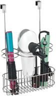 💇 mdesign concerto collection chrome hair care organizer - over cabinet door storage basket for hot styling tools, hair dryer, flat irons, curling wands, straighteners - space saving, 3 sections logo