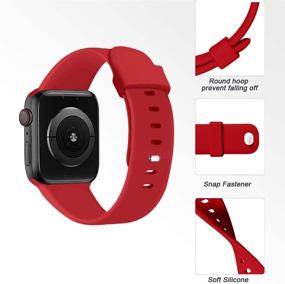 img 3 attached to Спортивный браслет NUKELOLO: премиум силиконовый ремешок для Apple Watch Series SE 6 5 4 3 2 1 - 44мм 42мм 40мм 38мм - Совместим с женщинами и мужчинами