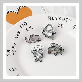 img 1 attached to 🐋 Set of 4 Adorable Ocean Animal Enamel Lapel Pins - Whale Shark Design with Lettering, Ideal for Schoolbags, Micro Caps, and Top Lapels