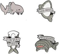 🐋 set of 4 adorable ocean animal enamel lapel pins - whale shark design with lettering, ideal for schoolbags, micro caps, and top lapels logo