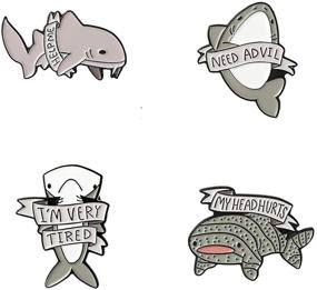 img 4 attached to 🐋 Set of 4 Adorable Ocean Animal Enamel Lapel Pins - Whale Shark Design with Lettering, Ideal for Schoolbags, Micro Caps, and Top Lapels