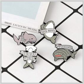 img 2 attached to 🐋 Set of 4 Adorable Ocean Animal Enamel Lapel Pins - Whale Shark Design with Lettering, Ideal for Schoolbags, Micro Caps, and Top Lapels