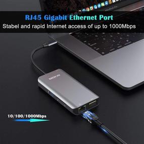 img 1 attached to 10-in-1 USB C Hub for MacBook Air Pro and Type C Laptops: Ethernet, 4K HDMI, VGA, USB 3.0, SD/TF Card Reader, Mic/Audio, USB-C PD 3.0