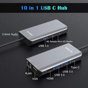 img 3 attached to 10-in-1 USB C Hub for MacBook Air Pro and Type C Laptops: Ethernet, 4K HDMI, VGA, USB 3.0, SD/TF Card Reader, Mic/Audio, USB-C PD 3.0