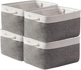 img 4 attached to 🧺 Samketel Storage Baskets 4 Pack – Versatile Fabric Decorative Baskets for Organizing Shelves, Laundry, Nursery, and Closets, Ideal for Gifting