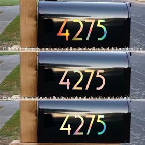 img 2 attached to 🌈 Vibrant Reflective Rainbow Mailbox Numbers Sticker Decals - Die Cut Uzbek Style Vinyl - 2" Self Adhesive - 4 Sets for Mailbox, Signs, Windows, Doors, Cars, Trucks, Home, Business, Address Number