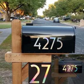 img 3 attached to 🌈 Vibrant Reflective Rainbow Mailbox Numbers Sticker Decals - Die Cut Uzbek Style Vinyl - 2" Self Adhesive - 4 Sets for Mailbox, Signs, Windows, Doors, Cars, Trucks, Home, Business, Address Number