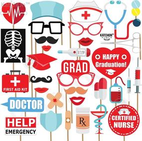 img 1 attached to 👩 Nurse Photo Booth Props 2021 - Large Pack of 33, DIY Assembly, Graduation Photo Props, Nurse Party Decor, Nursing Photo Props for Photoshoot, Medical School Grad Party Decor
