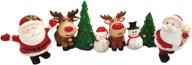 🎄 happyyami set of 8 mini resin christmas ornaments - santa, snowman, reindeer, xmas tree miniatures for christmas cake, figurines for dollhouse, fairy garden decorations (random style) logo