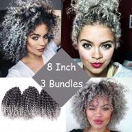 silike marlybob kinky curl ombre crochet braiding hair (3 bundles/pack) 8'' water wave crochet hair extensions for women - t1b grey logo