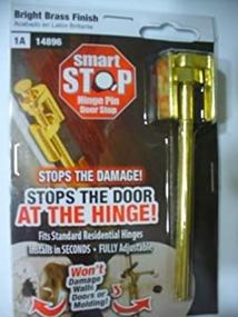 img 1 attached to 🚪 Highly Visible Brass Door Stop with Smart Stop Hinge Pin