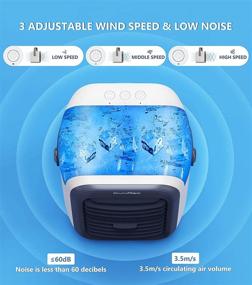 img 1 attached to 🌀 Portable Air Conditioner Fan: Rechargeable USB Cooler for Room/Office/Camping - 3-Speed Mode LED Light, Quiet & Efficient